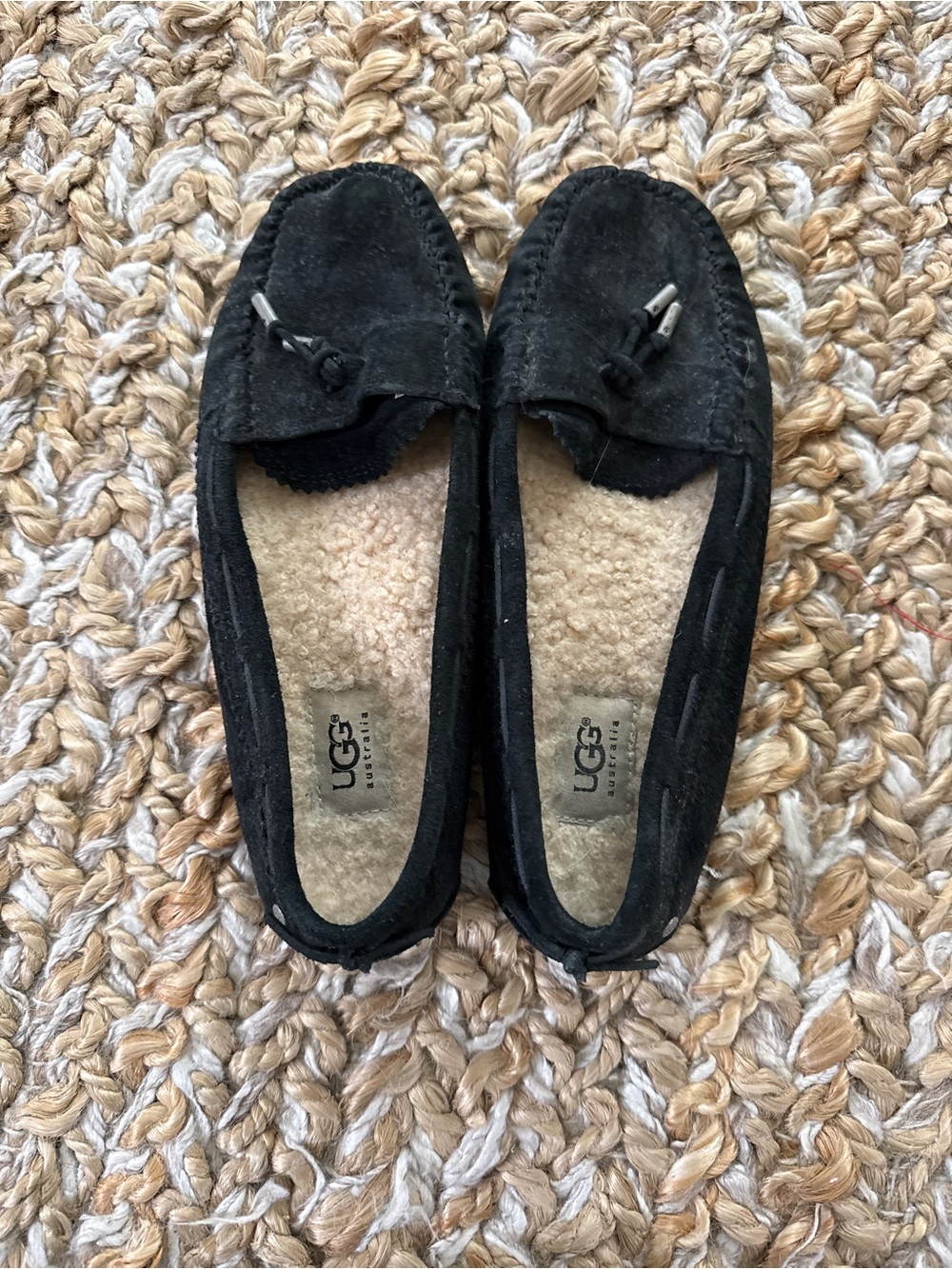 UGG Black Suede Moccasins 8.5
